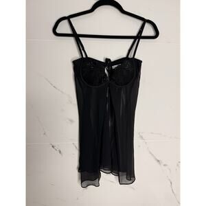 LA SENZA BABYDOLL Sz S BLACK CHEMISE TEDDY LINGERIE LACE BRA Y2K